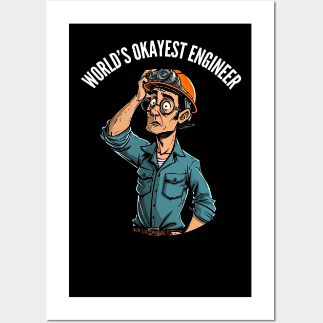 World's Okayest Construction Engineer v1 (round) Wall Art by AI-datamancer